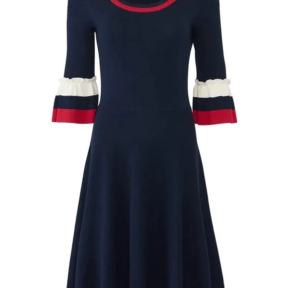 Draper James / Bell Sleeve Navy Stripe sweater Dress - Picture 2 of 7